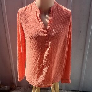 The Limited Pink Ruffled Long Sleeve Blouse
